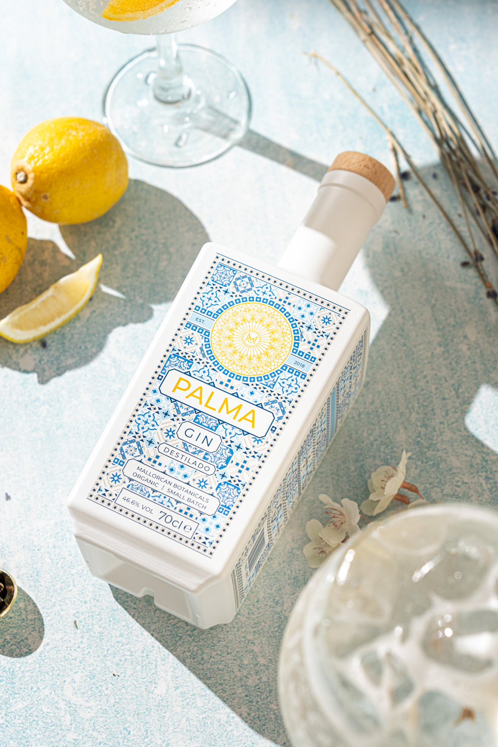 Palma Gin served as a gin & tonic with lemon and lavender